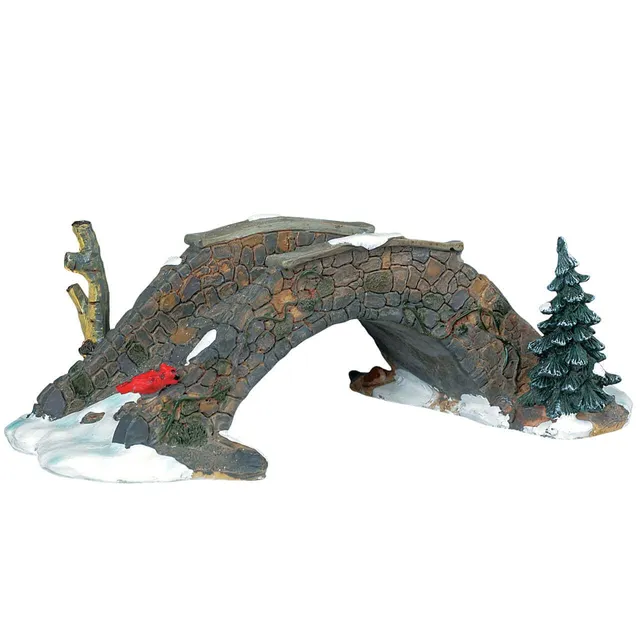 lemax-olde-stone-bridge-miniatur-steinbr-cke-mit-kardinal image 1