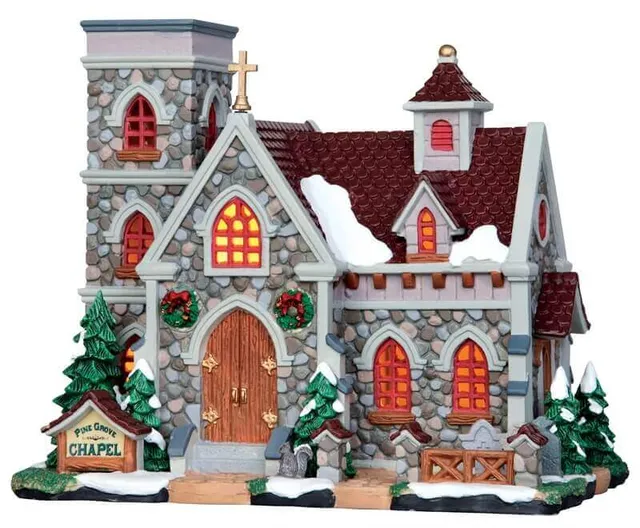 lemax-pine-grove-chapel-beleuchtetes-weihnachtshaus image 1