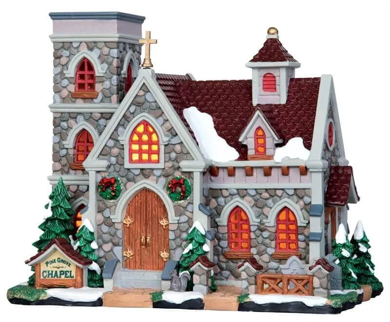 lemax-pine-grove-chapel-beleuchtetes-weihnachtshaus image 1