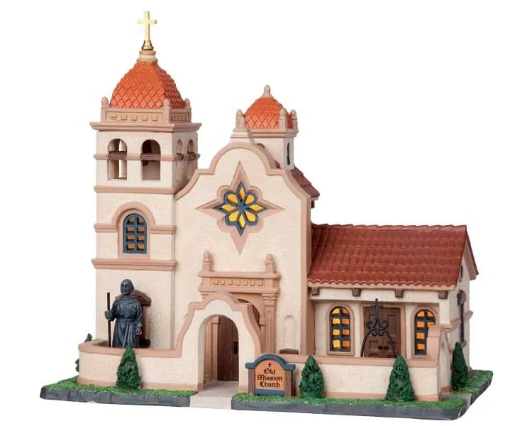 lemax-old-mission-church-beleuchtete-missionskirche-weihnachtsdorf image 1