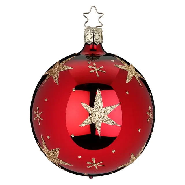 inge-glas-sternenlicht-10-cm-klassische-christbaumkugel-in-rot-mit-sternenmotiv image 1