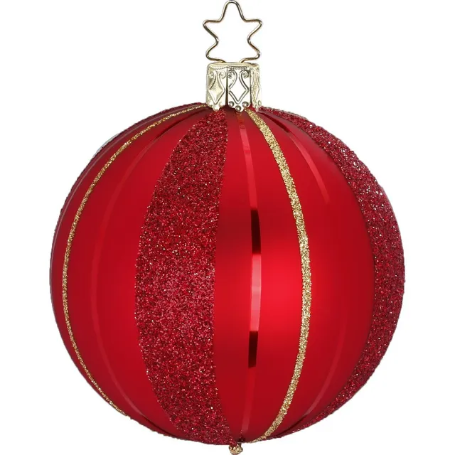 inge-glas-traditionelle-streifen-christbaumkugel-10-cm-rot image 1
