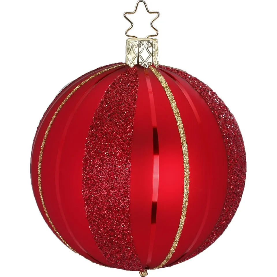 inge-glas-traditionelle-streifen-christbaumkugel-10-cm-rot image 1