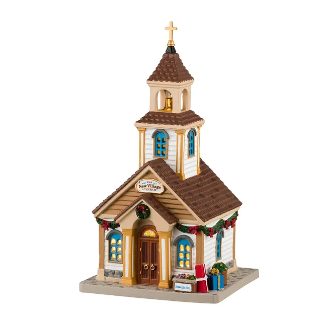 lemax-the-new-village-church-caddington-kirche-beleuchtet image 1