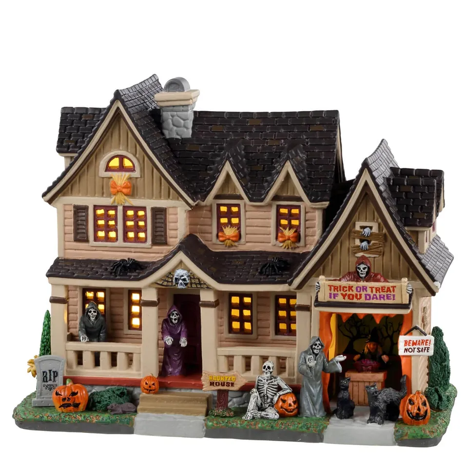 lemax-trick-or-treat-if-you-dare-spooky-town-haus-beleuchtet image 1