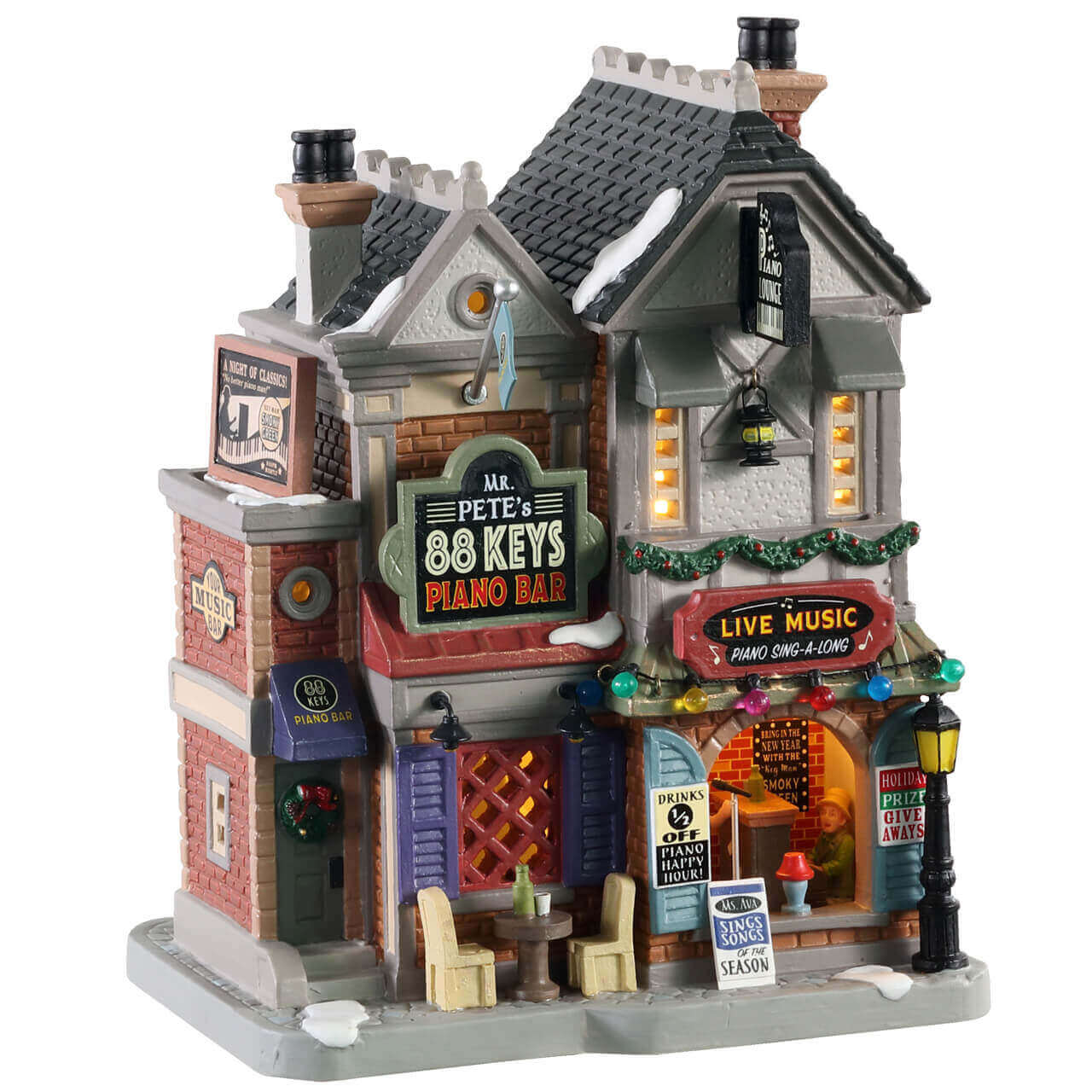 lemax-mr-pete-s-88-keys-piano-bar-beleuchtetes-caddington-miniaturhaus image 1