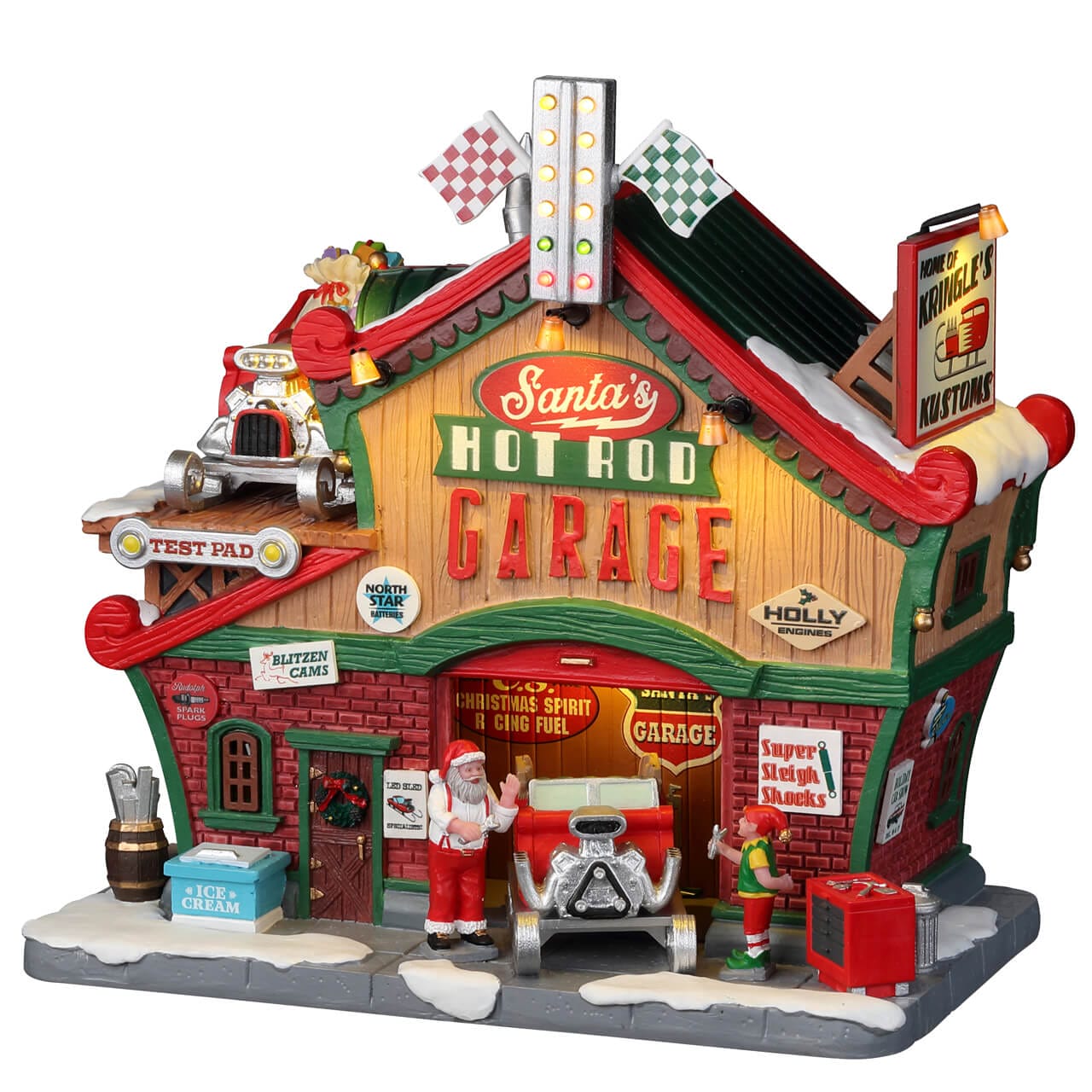 lemax-santa-s-hot-rod-garage-beleuchtete-werkstatt-santa-s-wonderland image 1