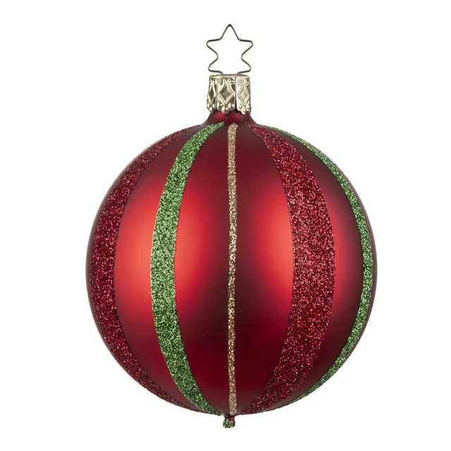 inge-glas-manufaktur-festliche-streifen-8-cm-christbaumkugel-mit-roten-streifen image 1