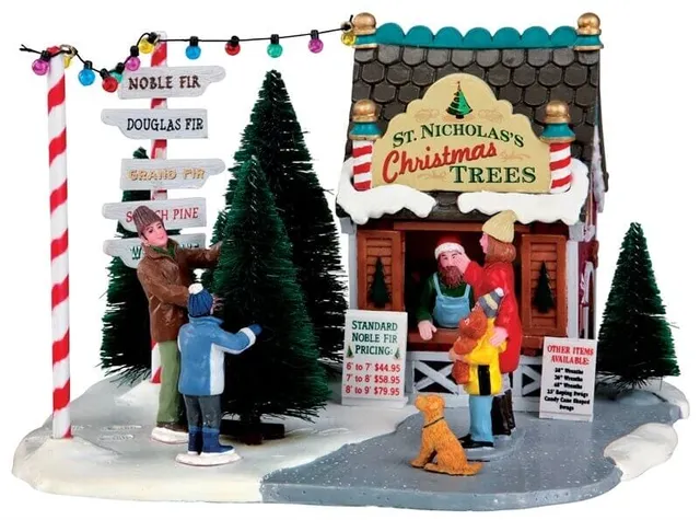 lemax-st-nicholas-s-tree-lot-weihnachtsbaum-verkauf-szene image 1