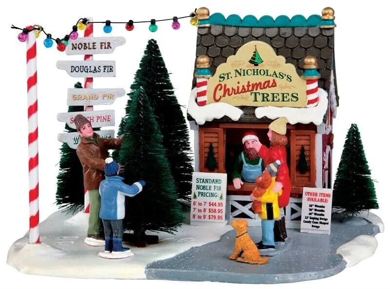 lemax-st-nicholas-s-tree-lot-weihnachtsbaum-verkauf-szene image 1