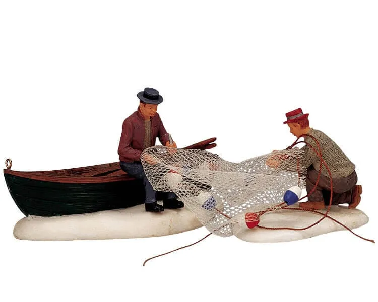 lemax-mending-nets-miniaturfiguren-fischer-beim-netze-flicken image 1