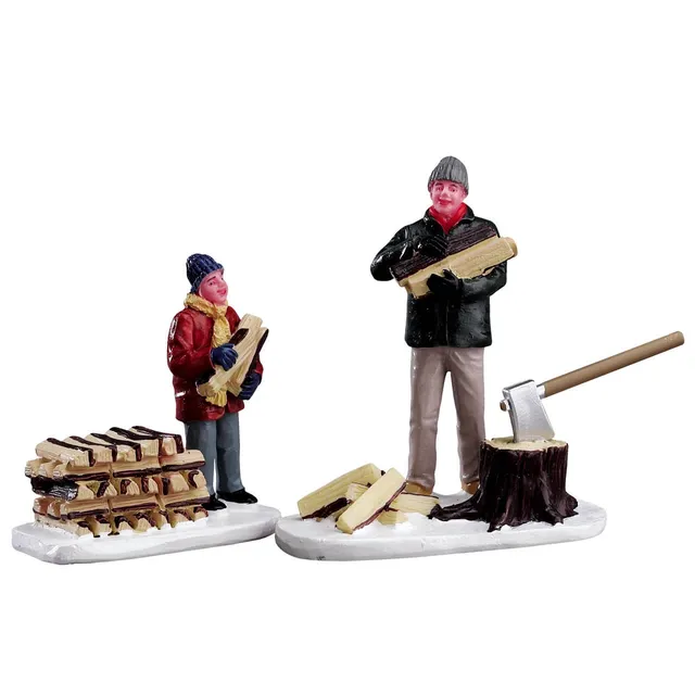 lemax-stacking-firewood-set-of-2-mini-figuren-brennholz-stapeln image 1