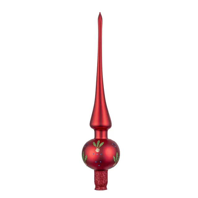 inge-glas-bl-tenfunkeln-christbaumspitze-27-cm-rot-matt image 1