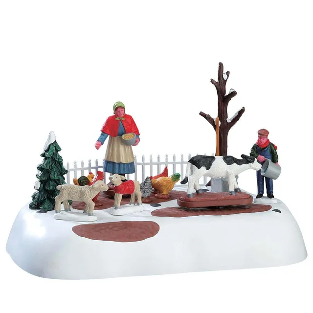 lemax-winter-farm-chores-bewegte-miniatur-szene image 1