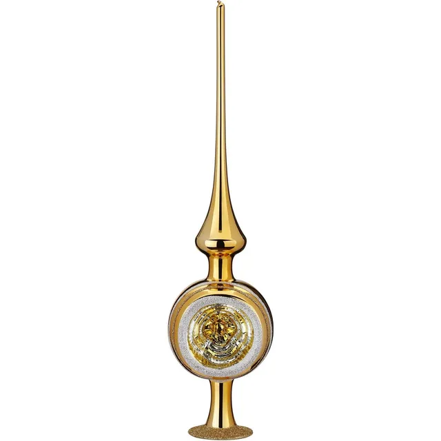 inge-glas-ornament-reflex-baumspitze-8-x-33-cm-inkagold-glanz image 1