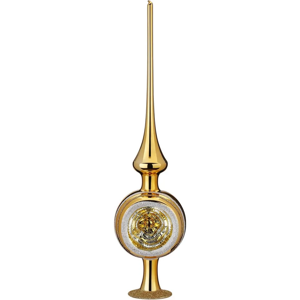 inge-glas-ornament-reflex-baumspitze-8-x-33-cm-inkagold-glanz image 1
