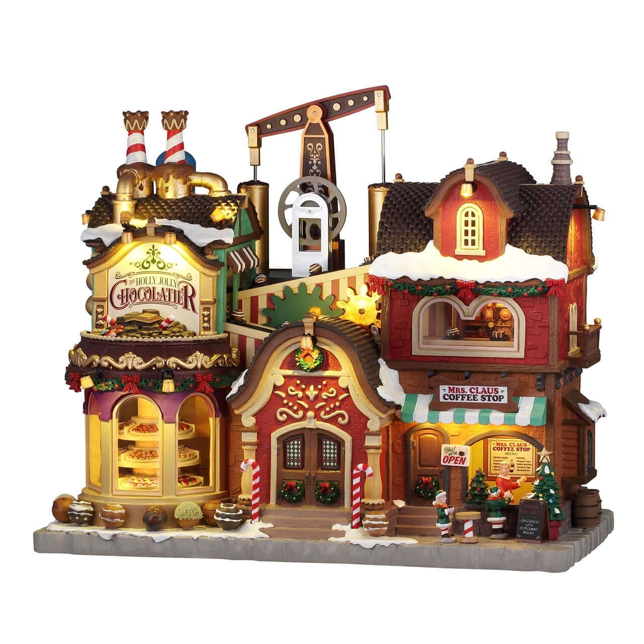 lemax-the-holly-jolly-chocolatier-mrs-claus-coffee-shop-geb-ude-doppelset-santa- image 1
