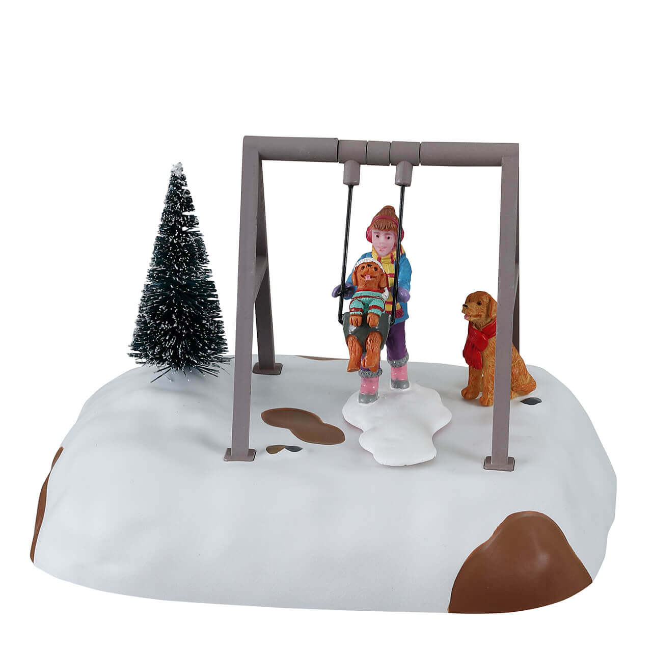 lemax-puppy-gets-a-swing-ride-animierte-miniatur-schaukel-szene-harvest-crossing image 1