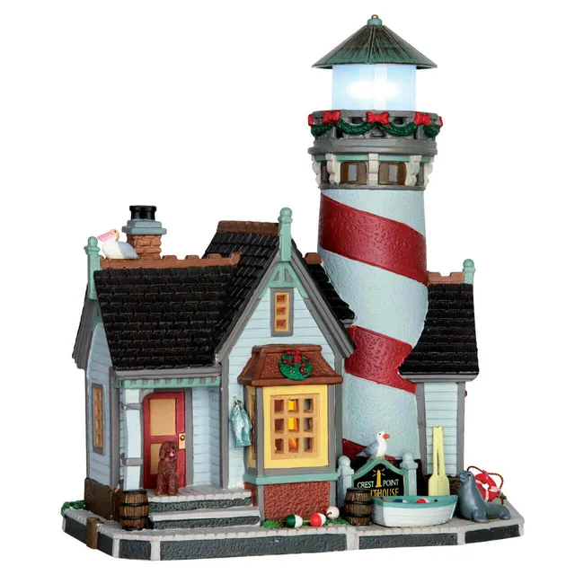 lemax-crest-point-lighthouse-leuchtturm-mit-blinklicht-f-r-miniaturdorf image 1