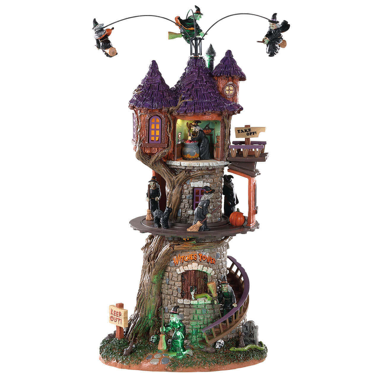 lemax-witches-tower-beleuchtetes-spooky-town-geb-ude-mit-hexen-und-sound image 1