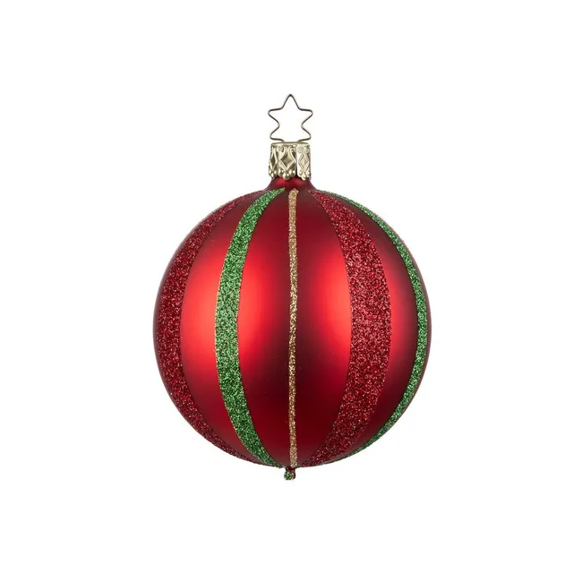 inge-glas-festliche-streifen-6-cm-rote-christbaumkugel-aus-glas image 1