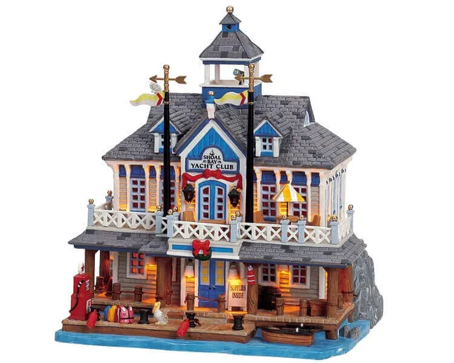 lemax-shoal-bay-yacht-club-beleuchtetes-hafen-miniaturhaus image 1