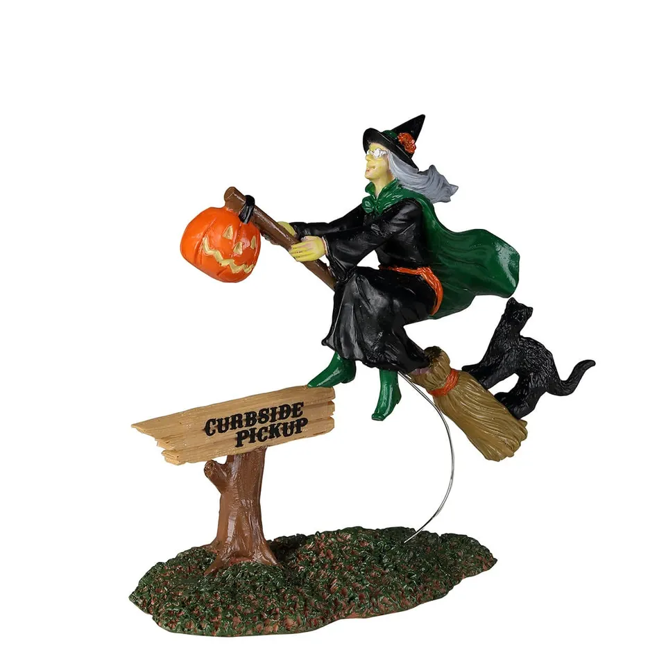 lemax-curbside-pickup-spooky-town-hexe-mit-besen-miniaturfigur image 1