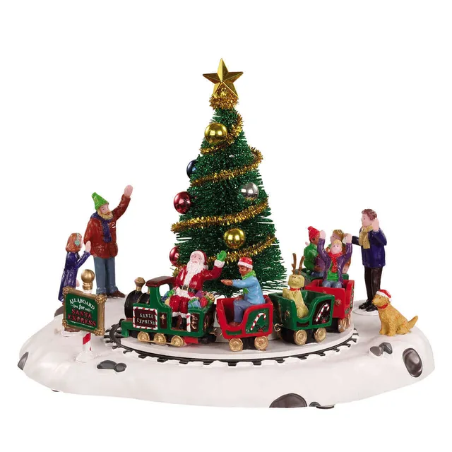 lemax-santa-s-north-pole-express-zug-szene-mit-baum image 1