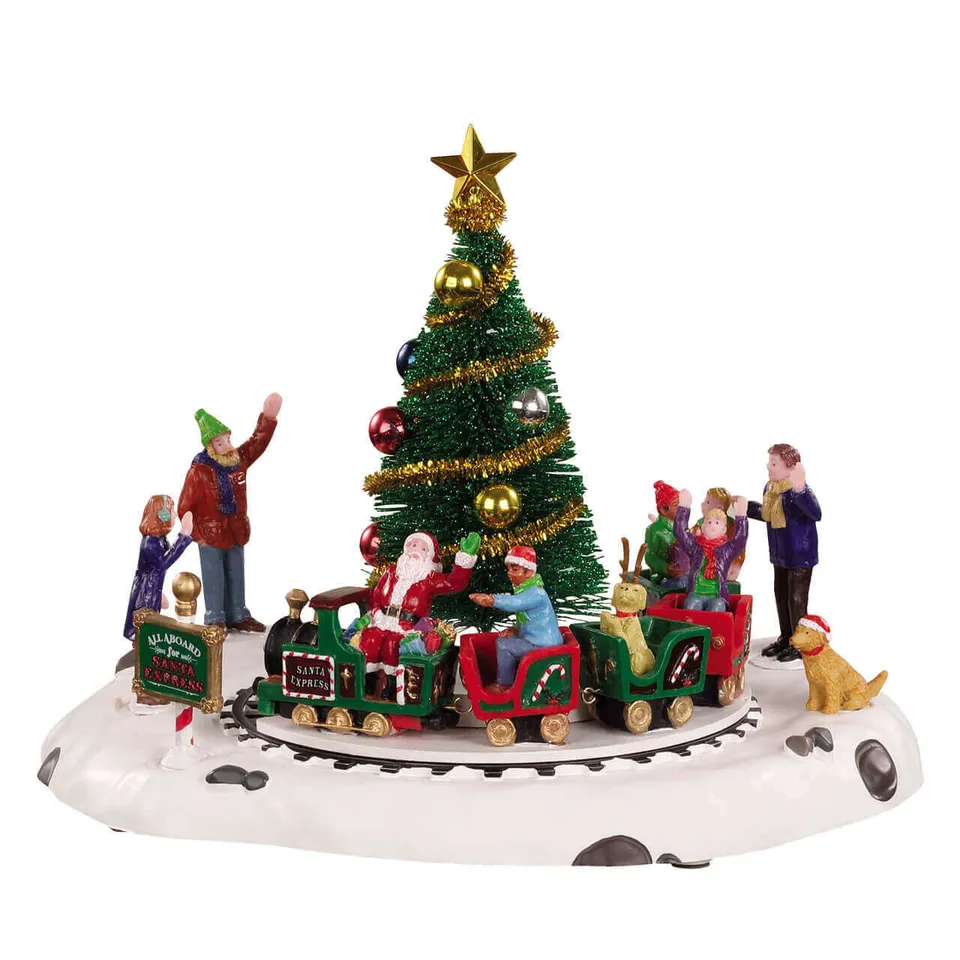 lemax-santa-s-north-pole-express-zug-szene-mit-baum image 1