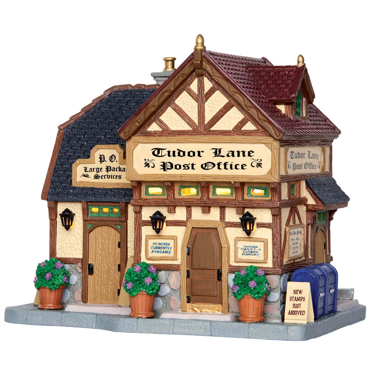 lemax-tudor-lane-post-office-beleuchtetes-postamt-miniaturhaus image 1