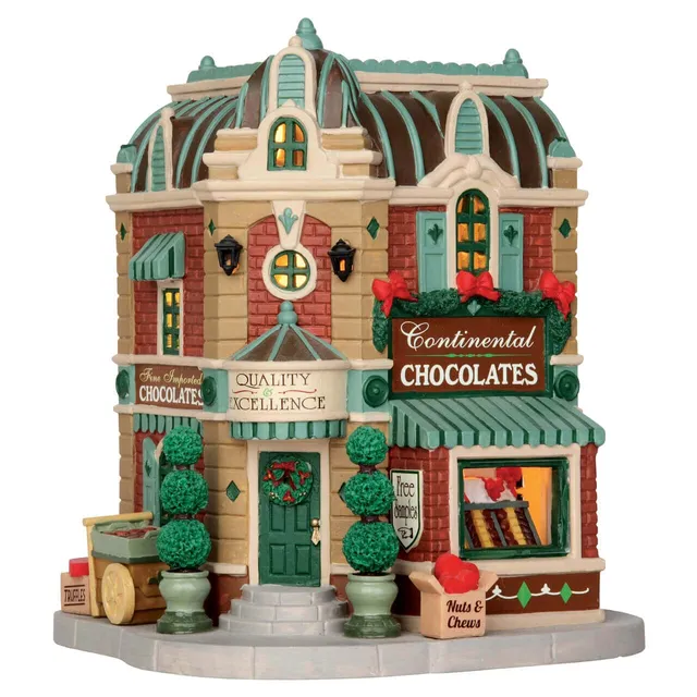 lemax-continental-chocolates-beleuchteter-schokoladen-laden-miniaturhaus image 1