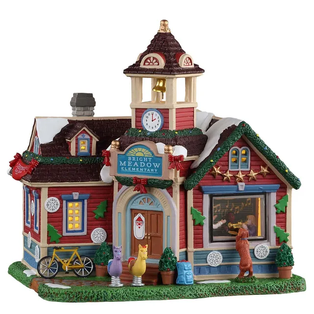lemax-bright-meadow-elementary-beleuchtete-miniatur-schule-caddington-village image 1