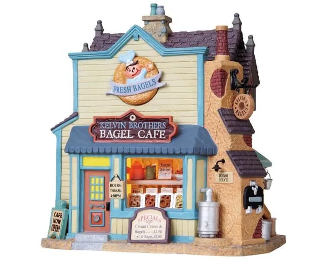 lemax-kelvin-brothers-bagel-cafe-beleuchtetes-miniaturhaus-f-r-weihnachtsdorf image 1