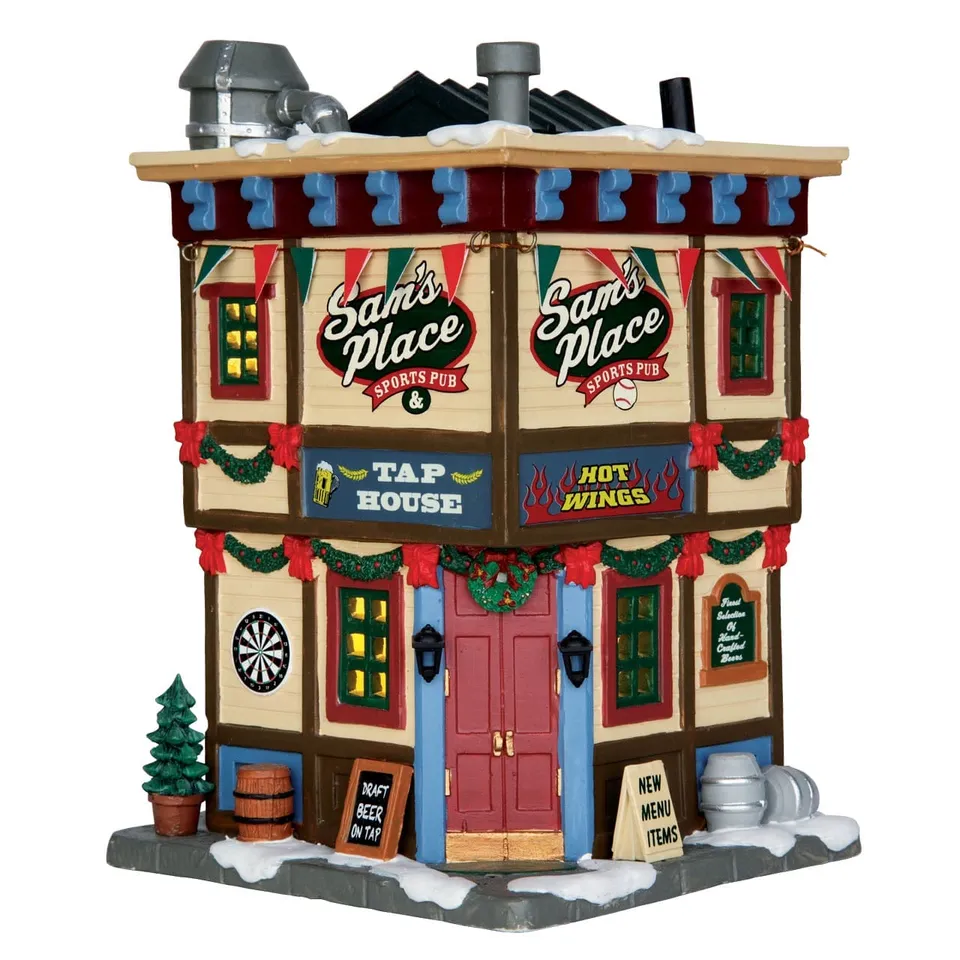 lemax-sam-s-place-sports-bar-beleuchtetes-miniaturhaus-f-r-weihnachtsdorf image 1