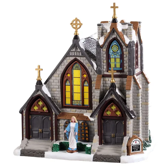 lemax-st-matthew-s-church-beleuchtete-dorfkirche image 1