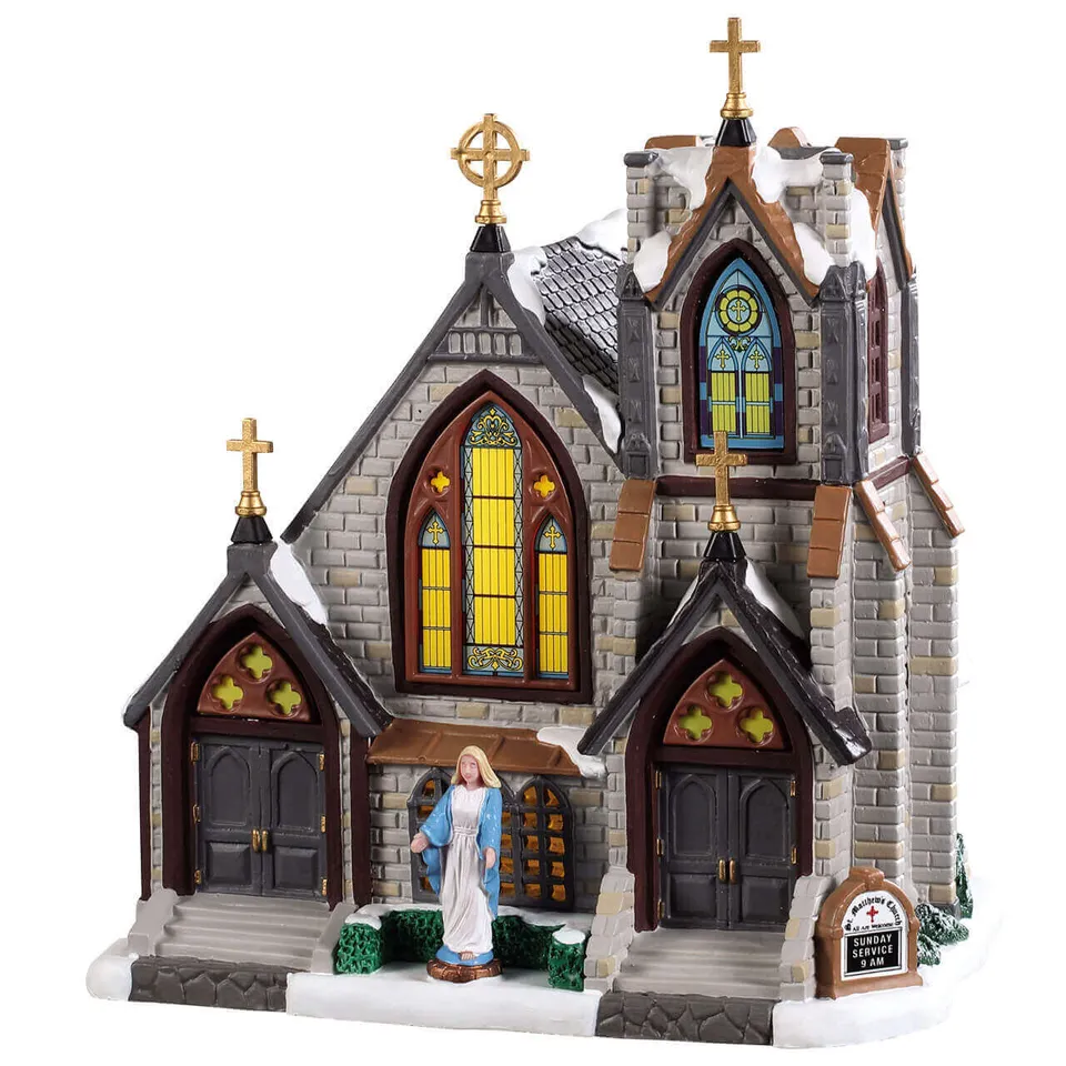 lemax-st-matthew-s-church-beleuchtete-dorfkirche image 1
