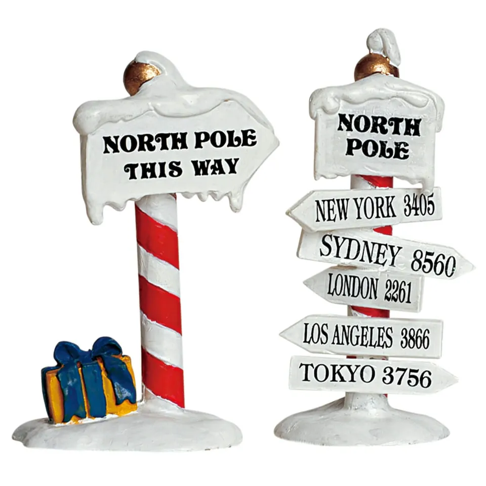 lemax-north-pole-signs-wegweiser-2er-set-santa-s-wonderland image 1