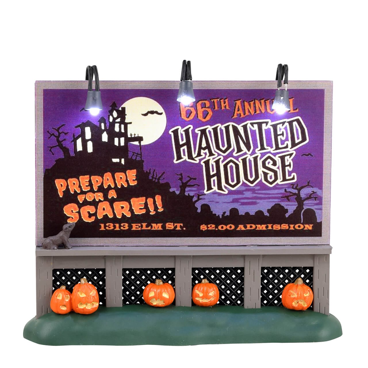 lemax-spooky-town-haunted-house-billboard-beleuchtetes-miniatur-hinweisschild image 2