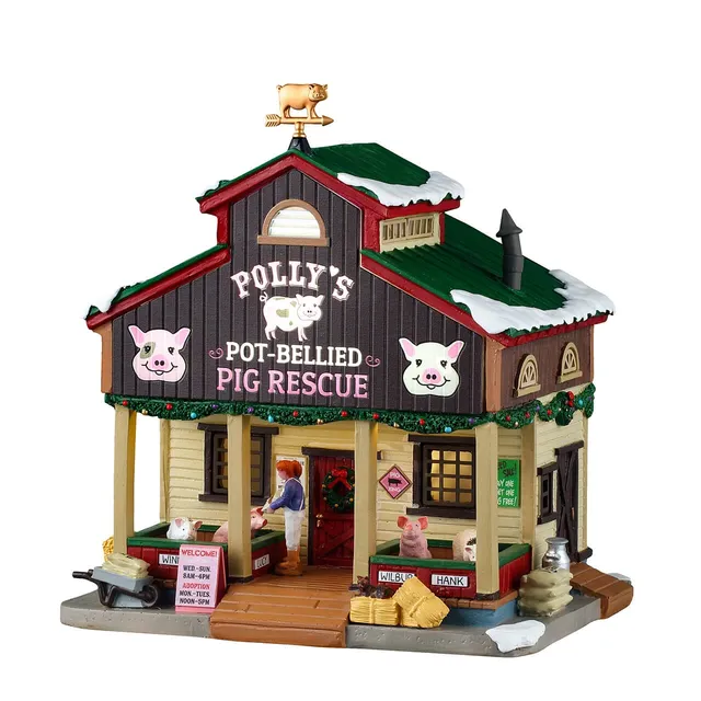lemax-polly-s-pot-bellied-pig-rescue-harvest-crossing-scheune image 1