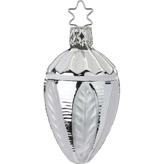inge-glas-eichelornament-christbaumkugel-7-cm-silber image 1
