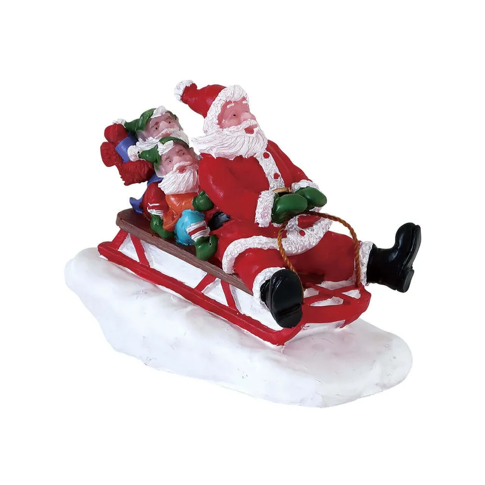 lemax-sledding-with-santa-miniaturfigur image 1