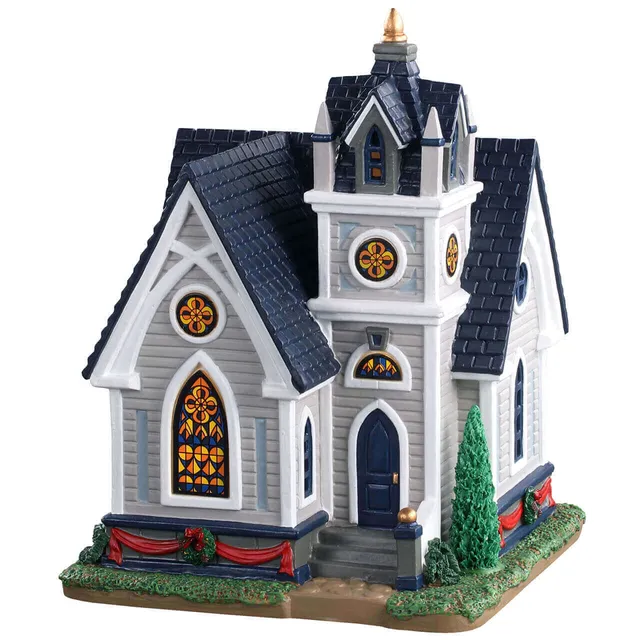 lemax-cedar-crest-fellowship-church-beleuchtete-weihnachtsdorf-kirche image 1