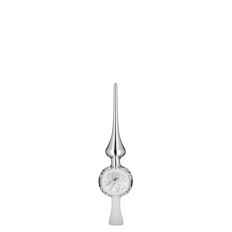 inge-glas-floraler-glanz-baumspitze-5-x-20-cm-silber-glanz image 1