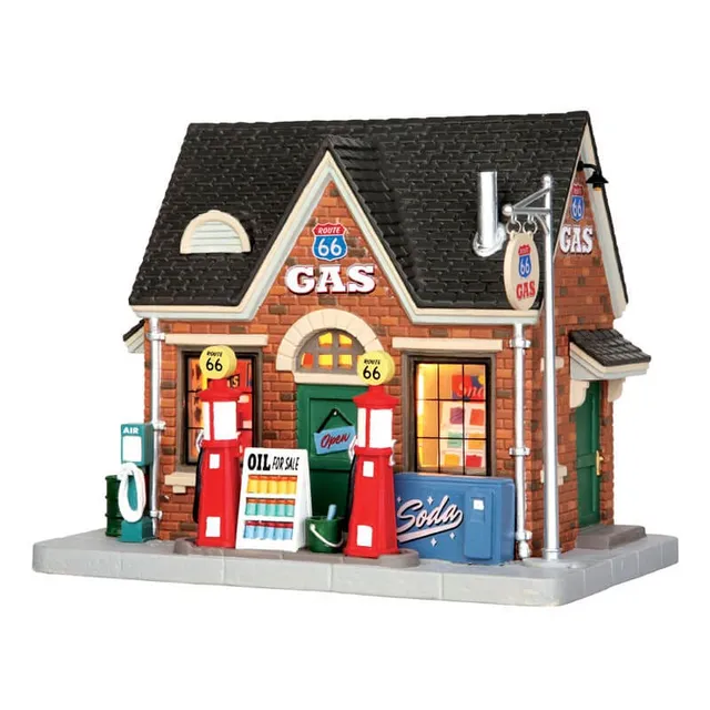 lemax-vintage-gas-station-beleuchtete-miniatur-tankstelle image 1