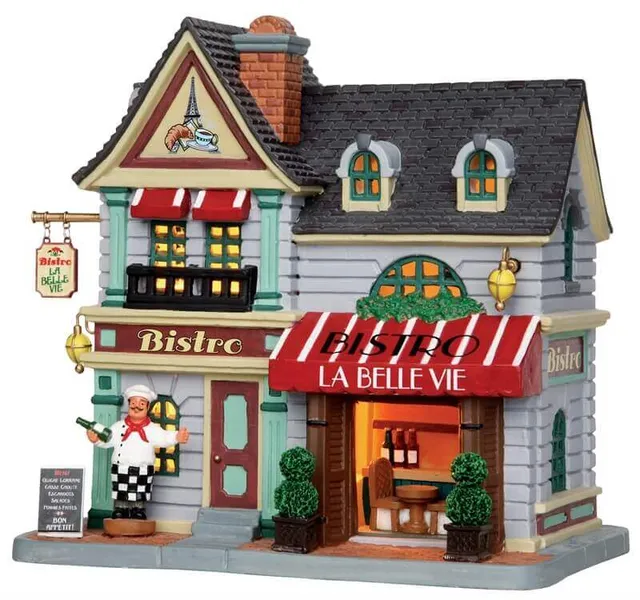 lemax-la-belle-vie-bistro-beleuchtetes-miniaturhaus-weihnachtsdorf image 1