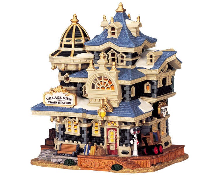 lemax-village-view-train-station-beleuchteter-miniatur-bahnhof image 1