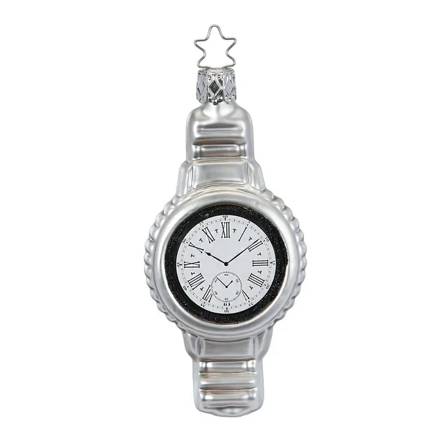 inge-glas-manufaktur-armbanduhr-10-5-cm-silberne-glas-christbaumkugel image 1