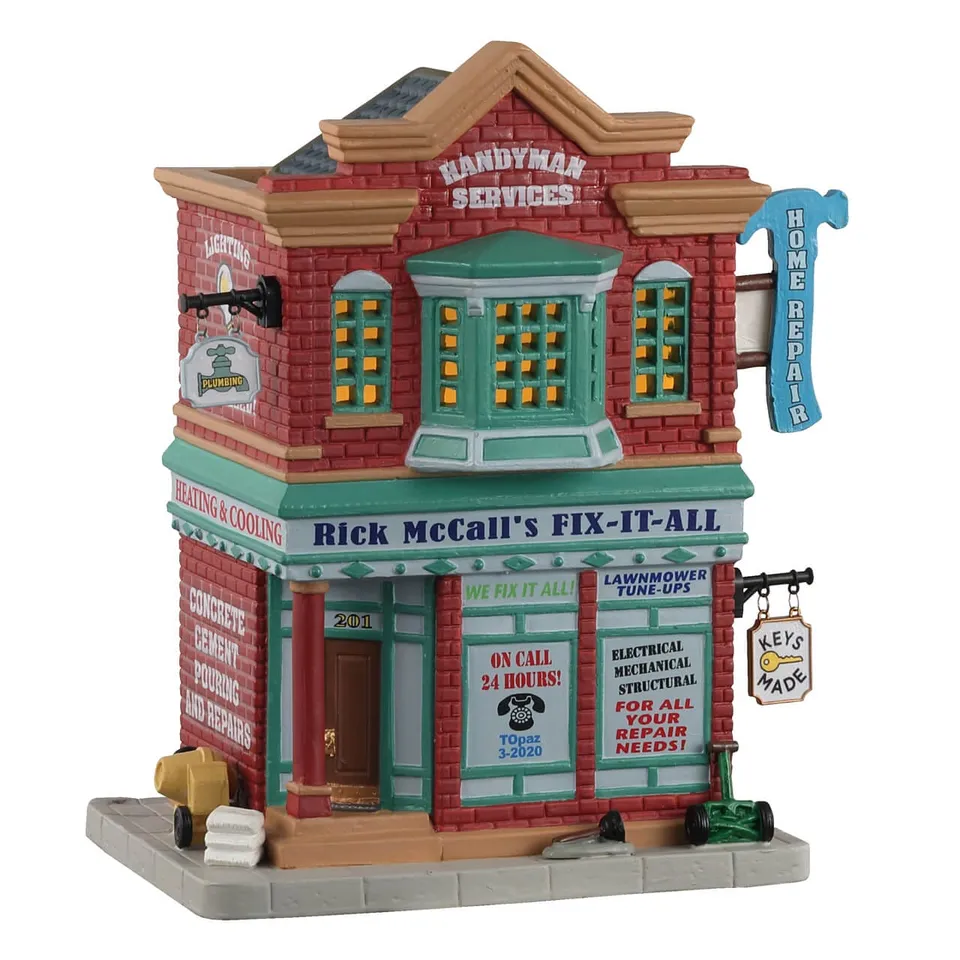 lemax-rick-mccall-s-fix-it-all-werkstatt-miniaturhaus-weihnachtsdorf image 1