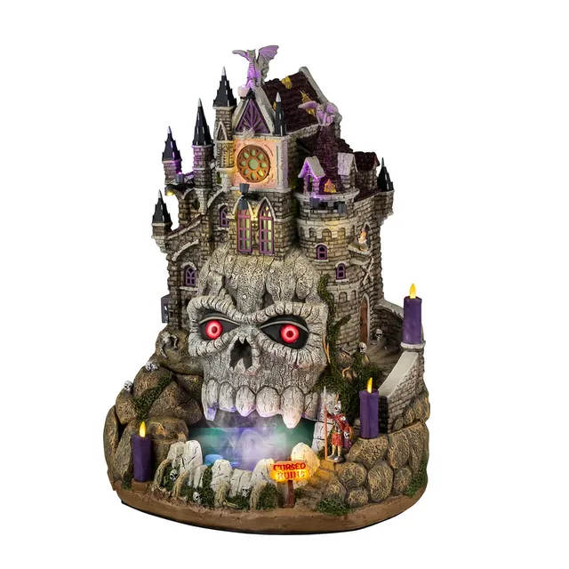 lemax-cursed-ruins-spooky-town-ruine-mit-totenkopf-und-flederm-usen image 1