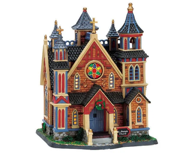 lemax-st-francis-church-beleuchtetes-kirchengeb-ude-f-r-weihnachtsdorf image 1